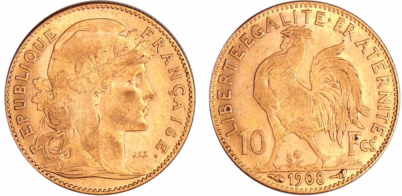 Francia, 10 Franchi 1908 SPL